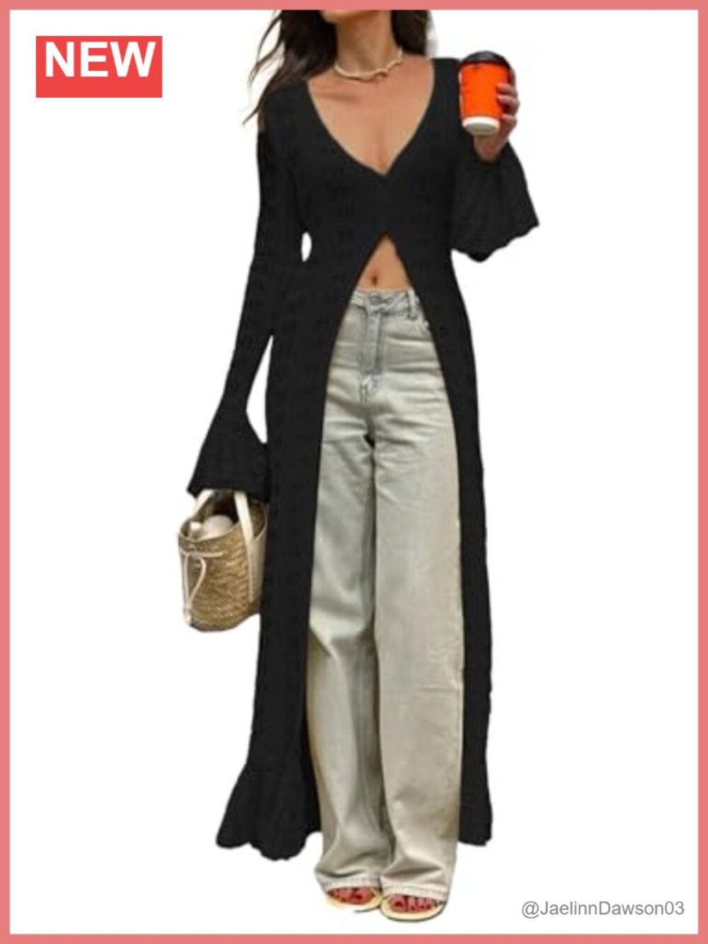 Long Crochet Cardigan Knit Duster Sweater